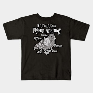 If It Flies It Spies Pigeon Anatomy Conspiracy Theory Kids T-Shirt